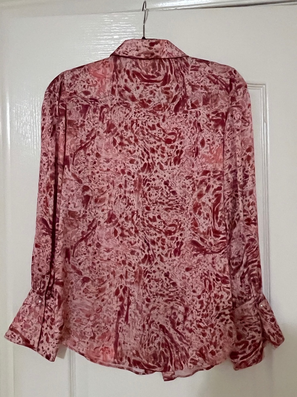 Women's Pink Marble-Print Long Sleeve Shirt